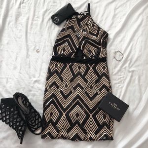 Black and gold sequins formal/prom dress